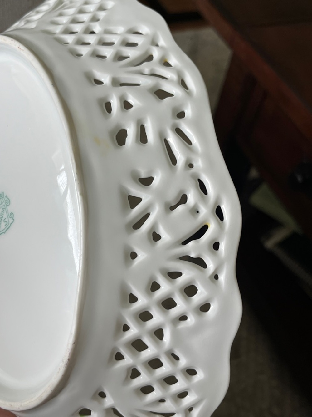 VINTAGE CARL SCHUMANN Bavaria Chateau Dresden Porcelain Basket - Picture 12 of 17